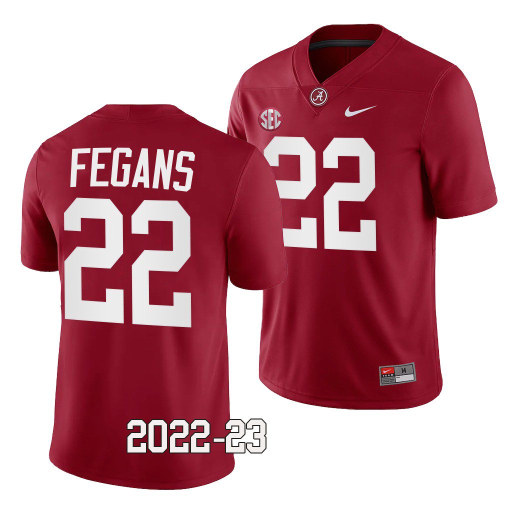 Men's Alabama Crimson Tide Trequon Fegans #22 Crimson 2022-23 Uniform NCAA College Football Jersey